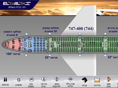 עיצוב סימולטור המראה את  סידור המושבים של מטוסי אלעל